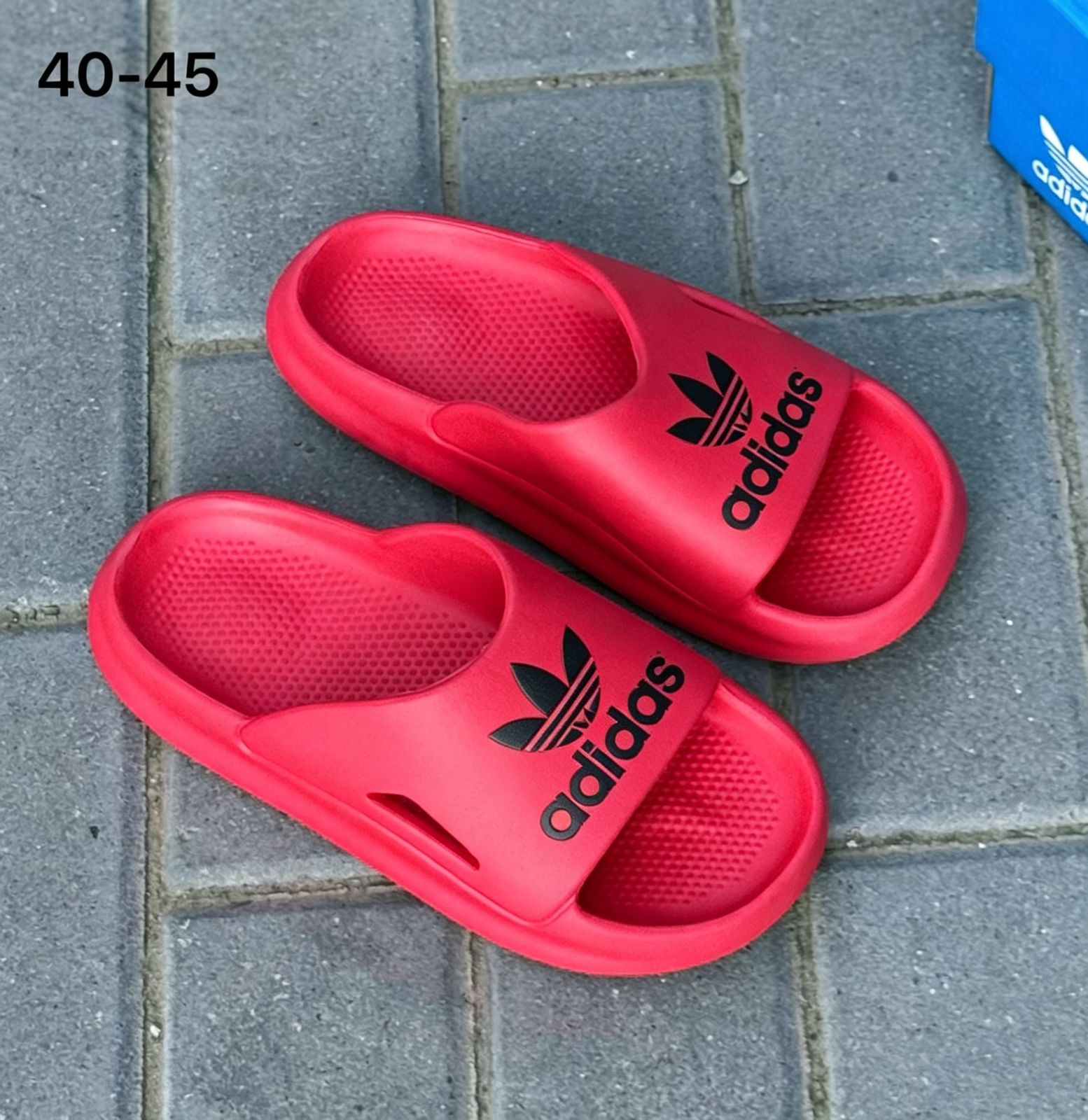 фото мужские красные шлепки adidas 456615 оптом