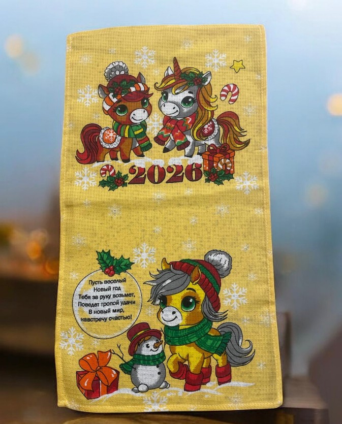 фото вафельные полотенца лошади 30*60см оптом