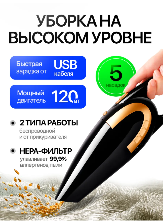 картинка Беспроводной турбо пылесос для автомобиля от магазина Одежда+
