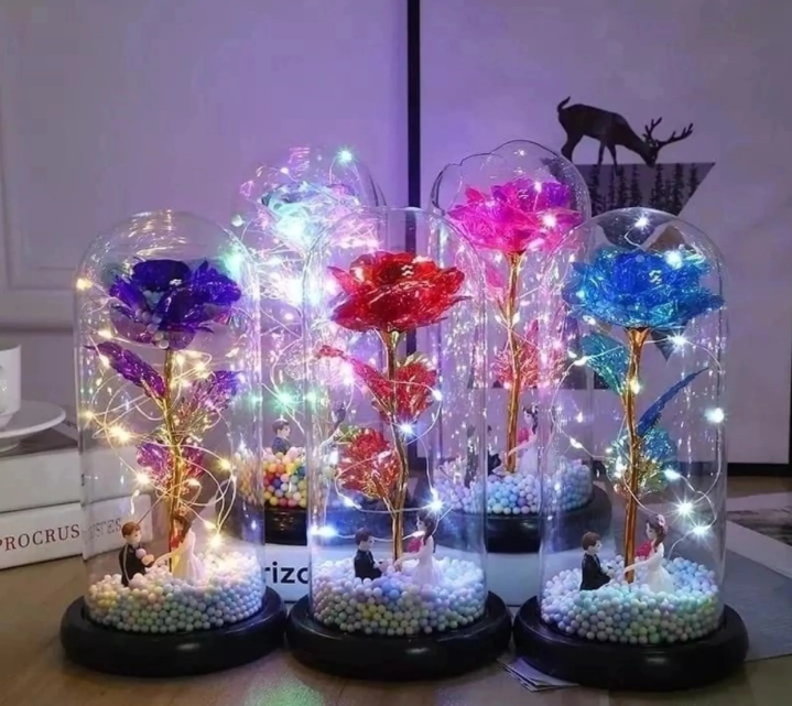 картинка Искусственные цветы "Роза в стеклянном куполе"   13,5*24,5см от магазина Одежда+