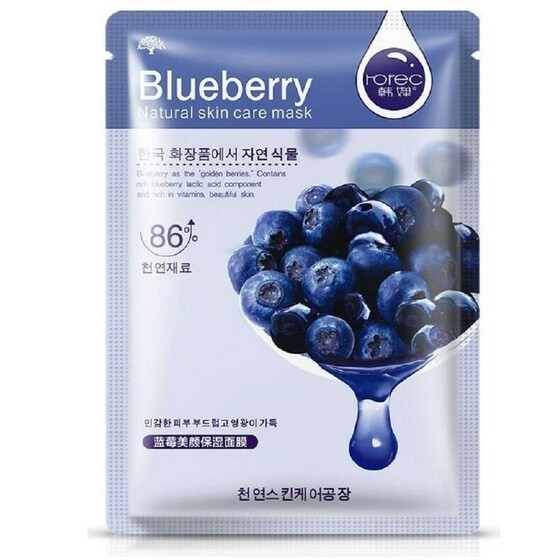 картинка HCHANA Тканевая маска с черникой (Blueberry Natural Skin Care Mask), увлажнение и восстановление от магазина Одежда+