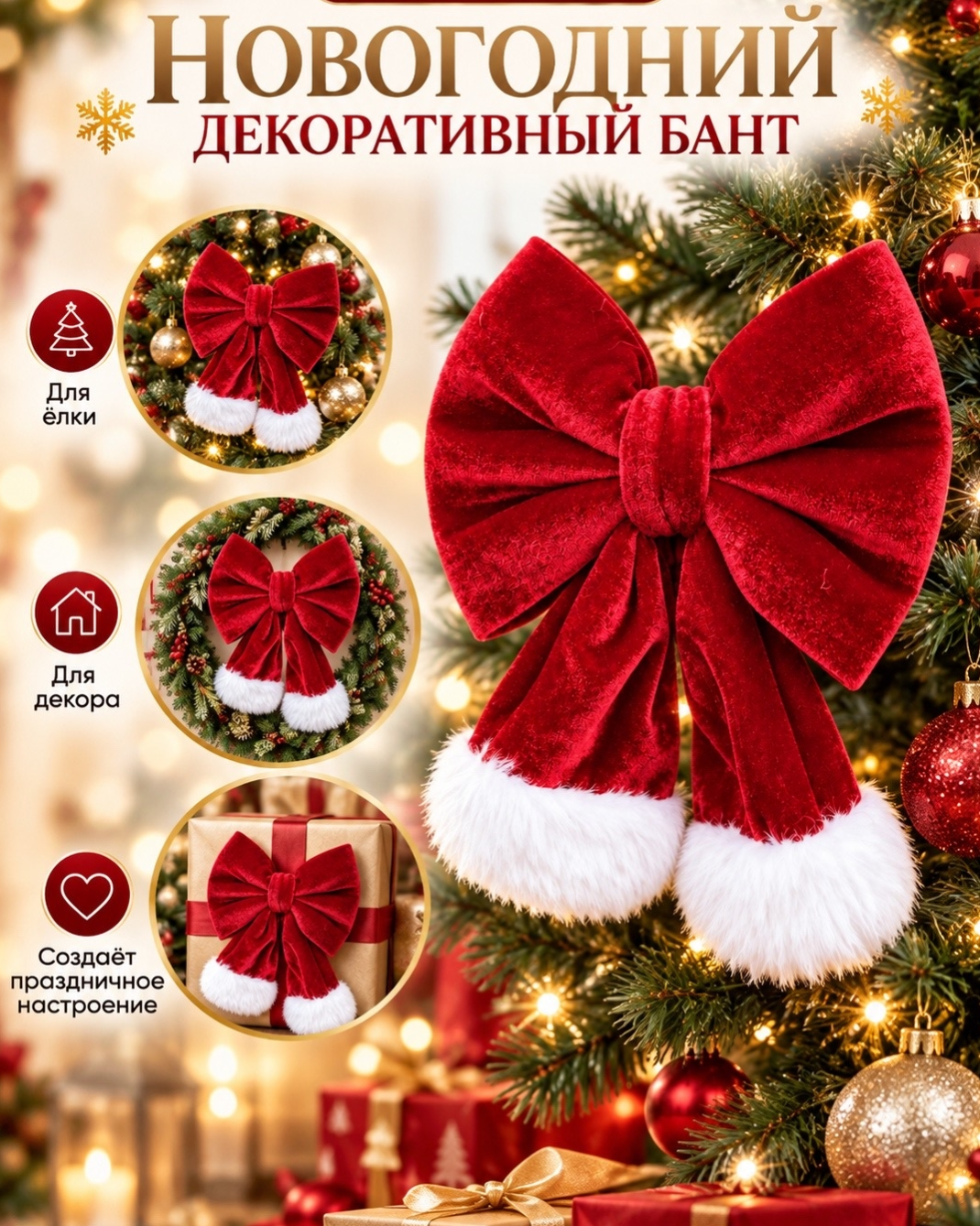 картинка Новогодний декоративный бант — эффектный штрих для праздничного оформления от магазина Одежда+
