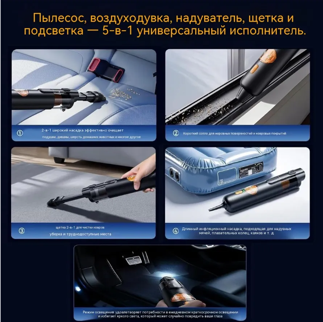 картинка Портативный ручной пылесос 5 в 1 от магазина Одежда+