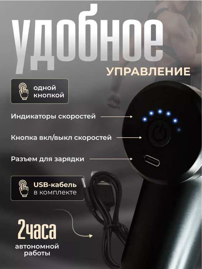 картинка Массажер перкуссионный электрический пистолет от магазина Одежда+