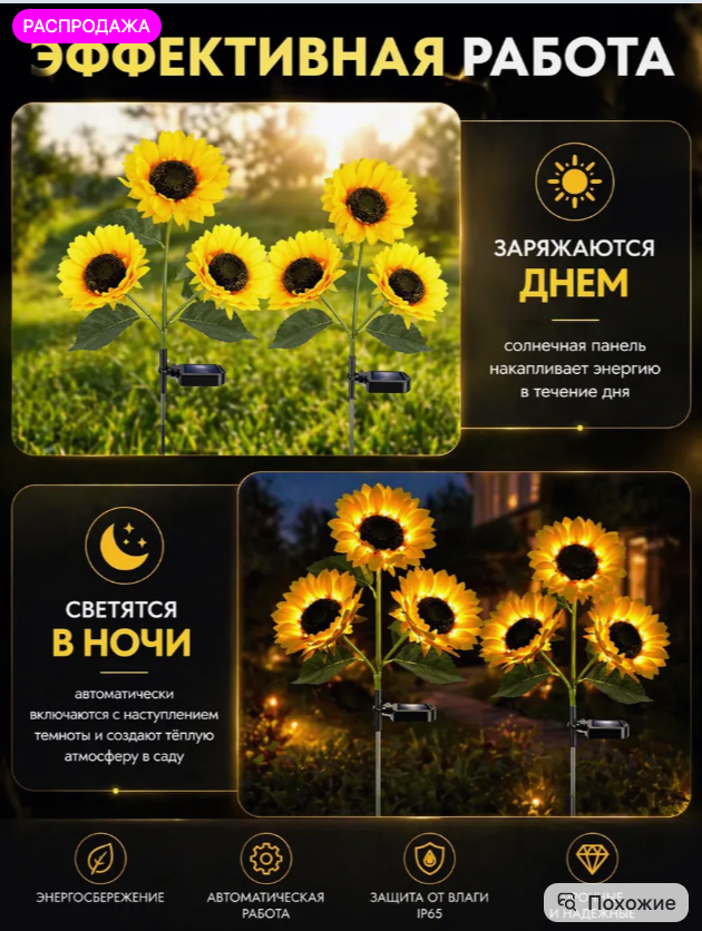 картинка Светильник уличный на солнечных батареях от магазина Одежда+