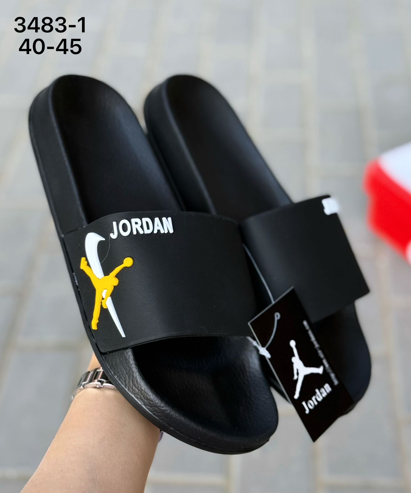 фото мужские черные шлепки jordan 189987 оптом