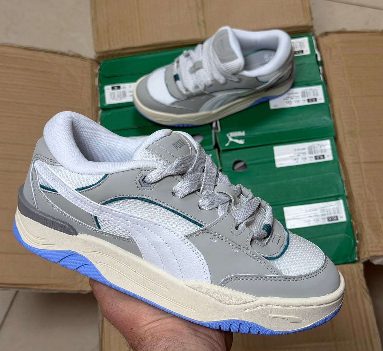фото Женские серые кроссовки Puma 649536 оптом с доставкой