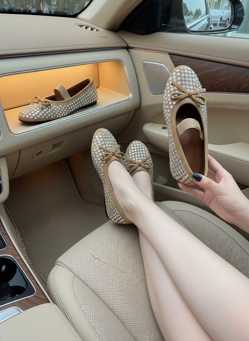 фото Женские весенние балетки с камнями 283541 оптом с доставкой