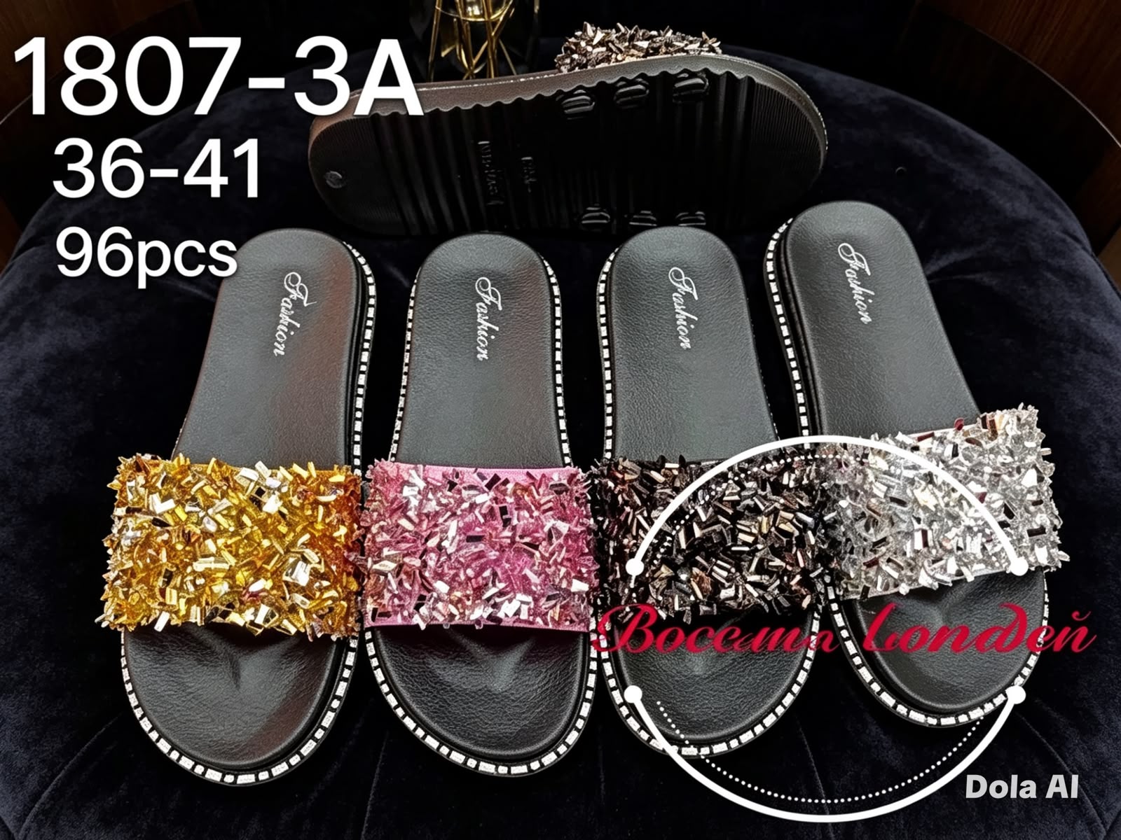 фото женские летние шлепанцы с блестящими straps 286540 оптом