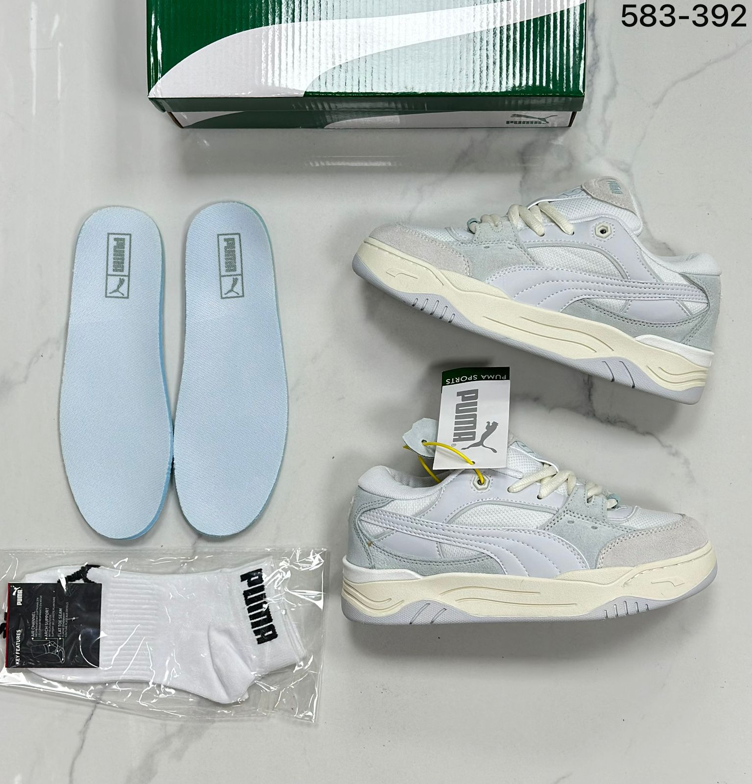 фото женские белые кроссовки puma 134507 оптом