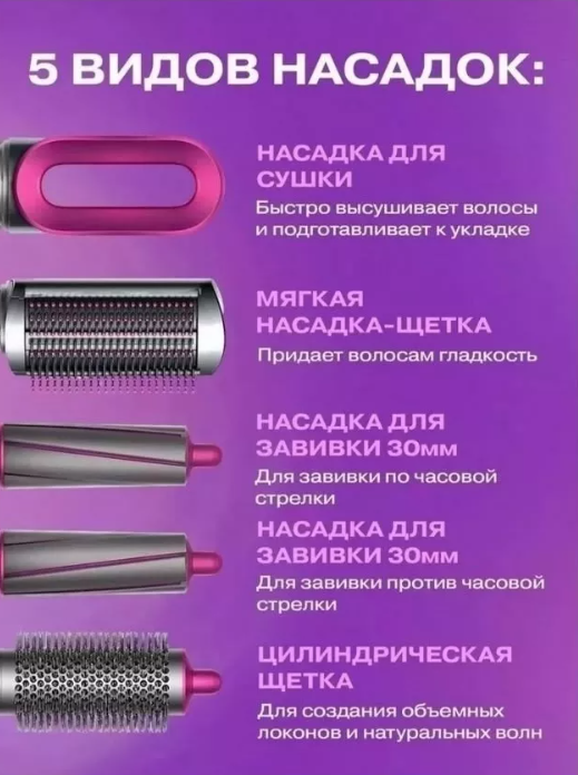 картинка Фен-мультистайлер с насадками и кейсом от магазина Одежда+