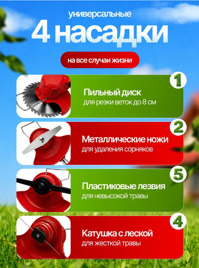 картинка Тример для травы аккумуляторный садовый от магазина Одежда+