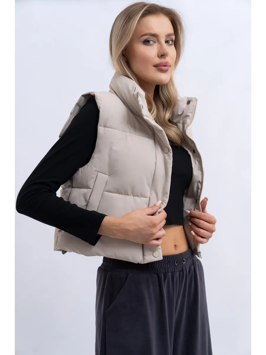 картинка Жилетка молочная демисезонная утепленная оверсайз от магазина Одежда+