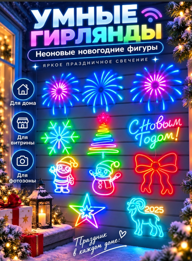 картинка Новогодняя умная гирлянда с фигурками от магазина Одежда+
