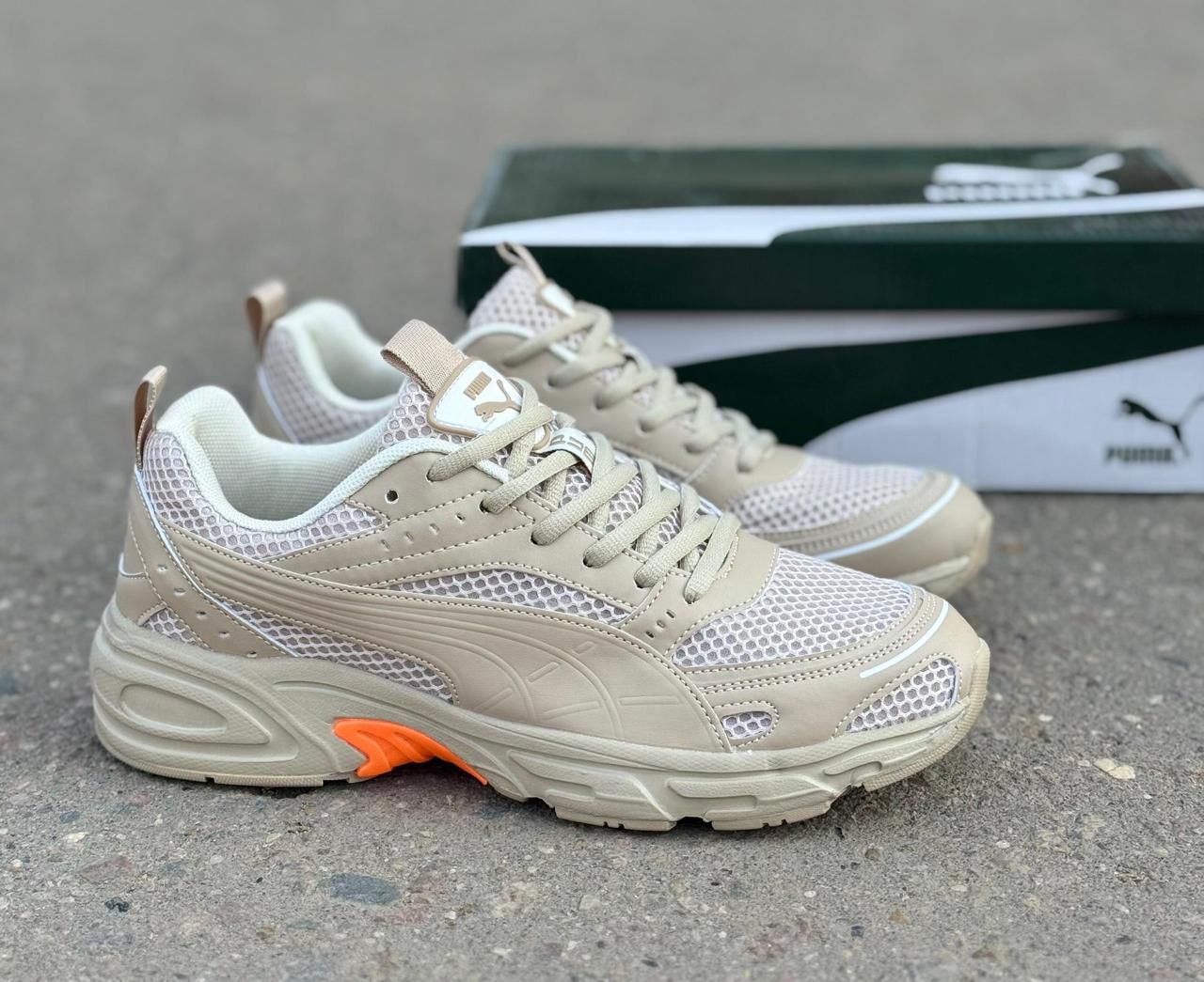 фото Мужские кроссовки Puma бежевые 294439 оптом с доставкой