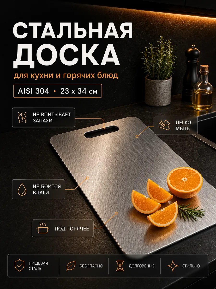 картинка Доска разделочная из нержавеющей стали от магазина Одежда+