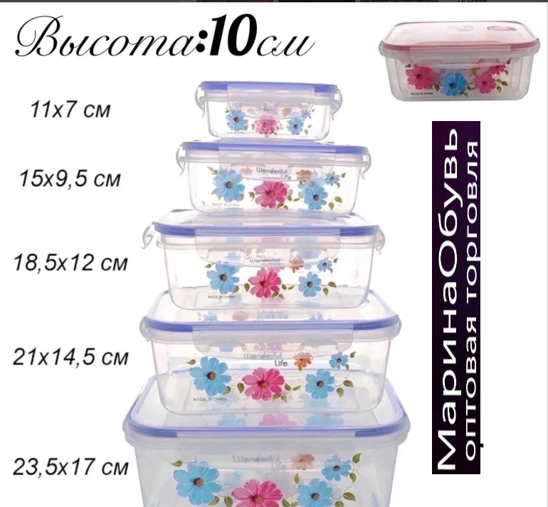 картинка Набор контейнеров  пищевых 5 шт от магазина Одежда+
