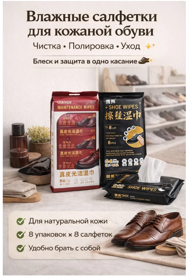 фото влажные салфетки для кожаной обуви оптом