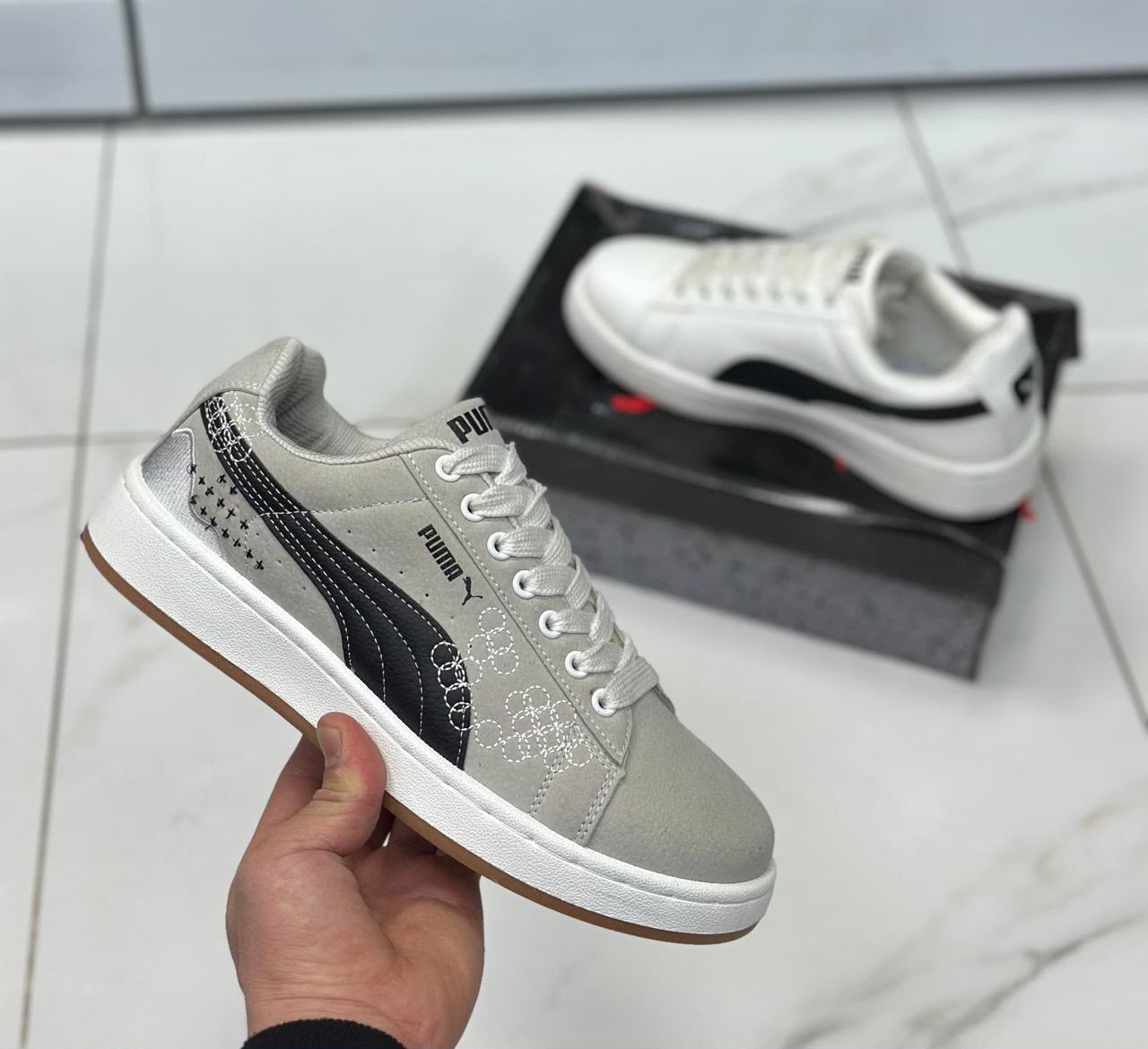 фото мужские осенние кроссовки puma с контрастной подошвой 595699 оптом