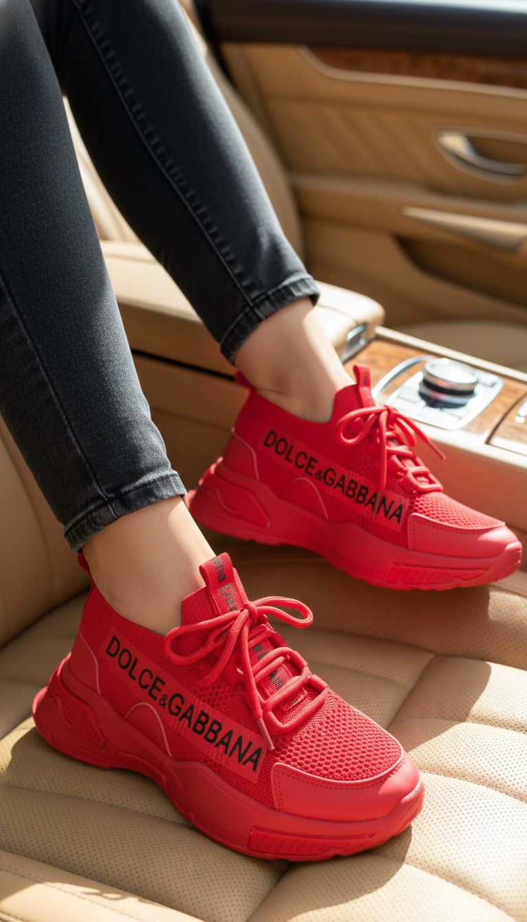 фото женские красные кроссовки dolce&gabbana 722658 оптом