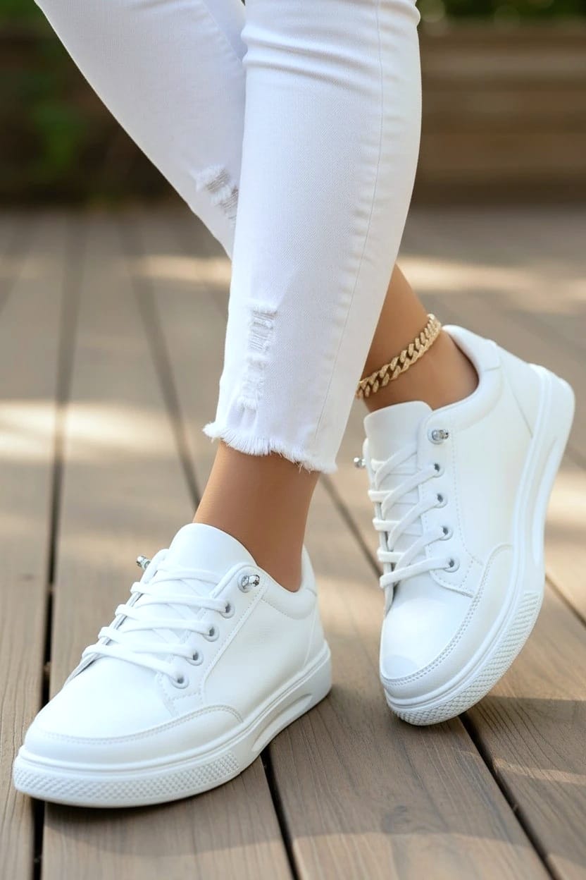 фото женские белые sneakers 230109 оптом