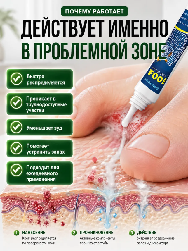 картинка Крем для ног от запаха пота и зуда от магазина Одежда+