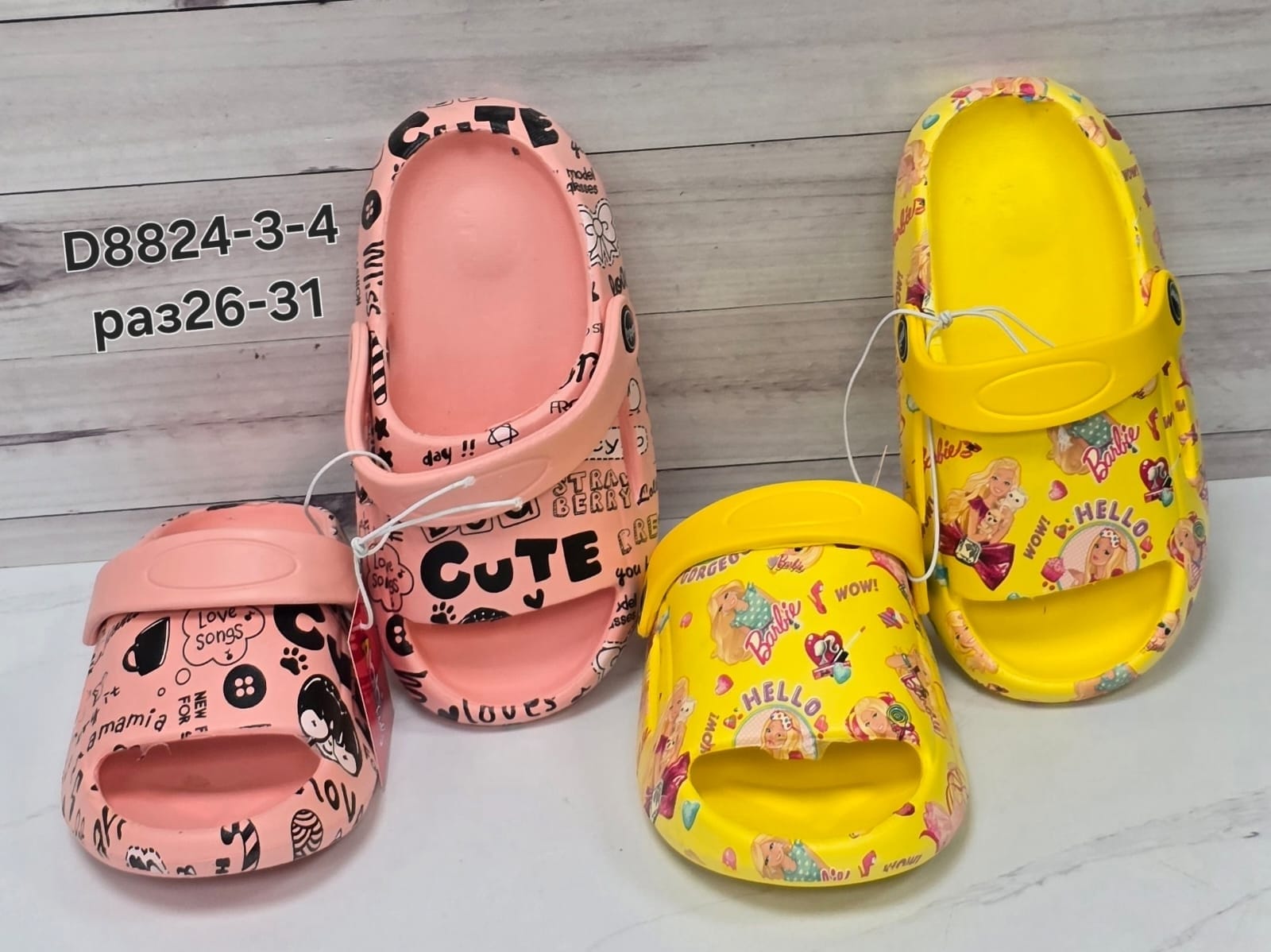 картинка Детские летние шлепки с Barbie и милым дизайном 878649 от магазина Одежда+