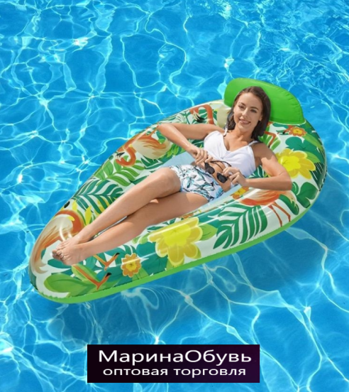 картинка Надувной матрас для плавания с подголовником и сетчатым дном от магазина Одежда+