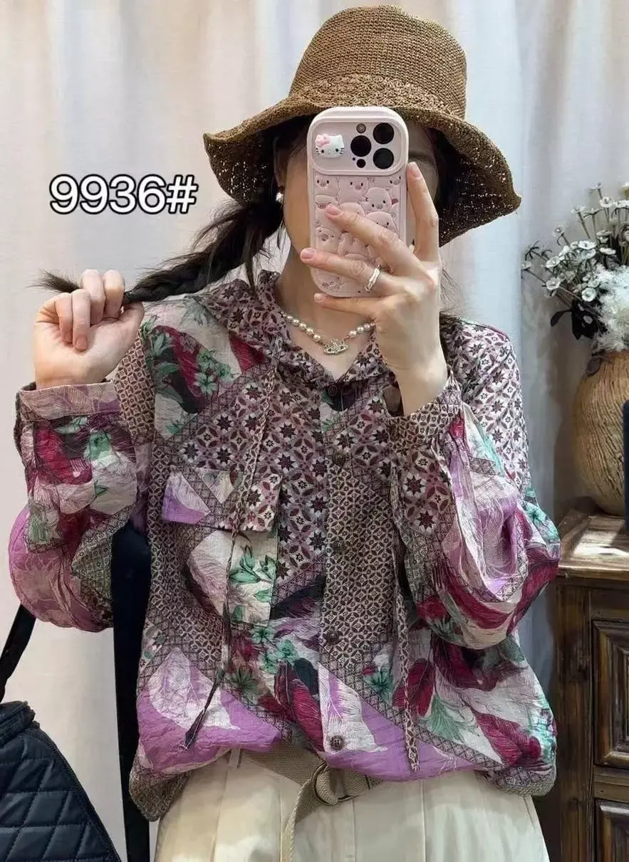 картинка Изящная блузка с цветочным принтом из Кореи от магазина Одежда+