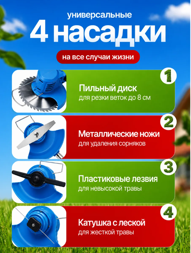 картинка Тример для травы аккумуляторный садовый от магазина Одежда+