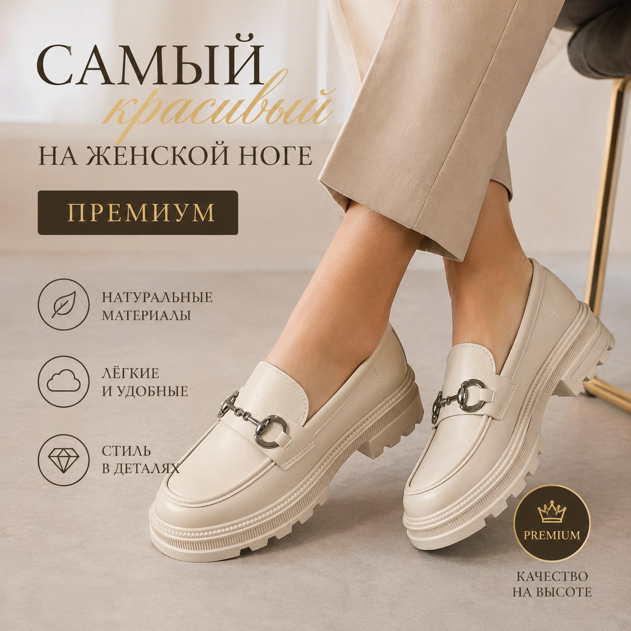 картинка Женские летние лоферы с металлическими украшениями 311519 от магазина Одежда+