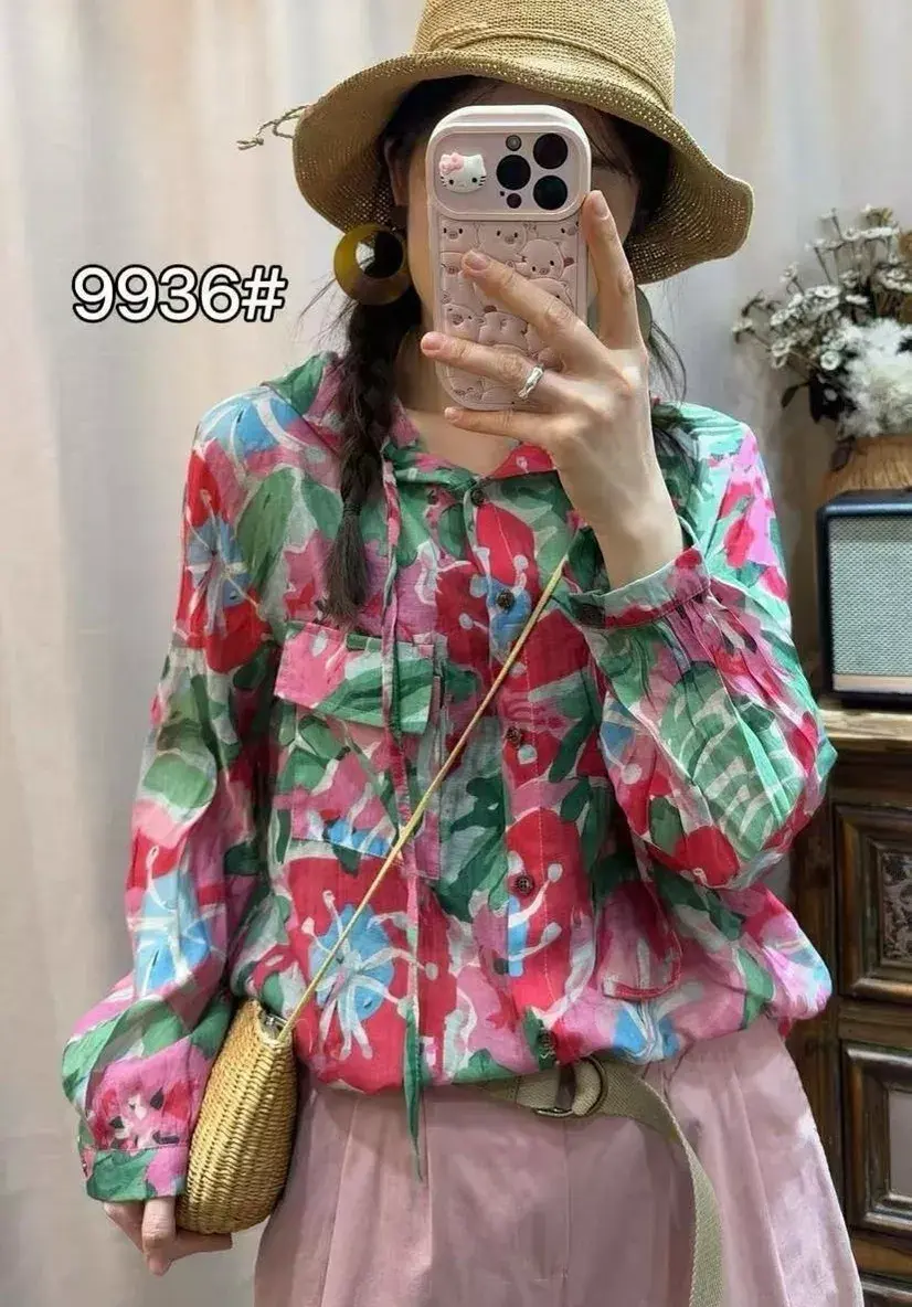 картинка Изящная блузка с цветочным принтом из Кореи от магазина Одежда+