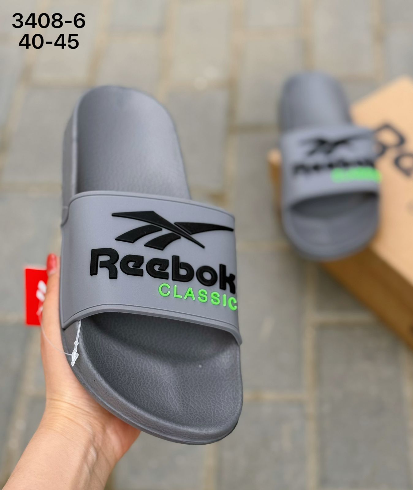 фото Мужские серые шлепки Reebok 209982 оптом в Москве
