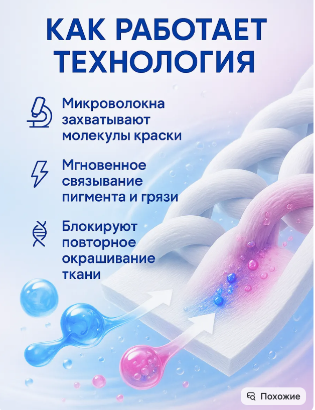 картинка Салфетки для стирки от окрашивания белья от магазина Одежда+