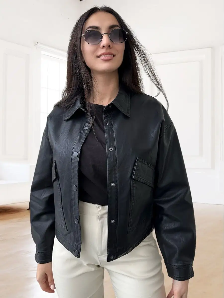 картинка Куртка кожаная косуха оверсайз от магазина Одежда+