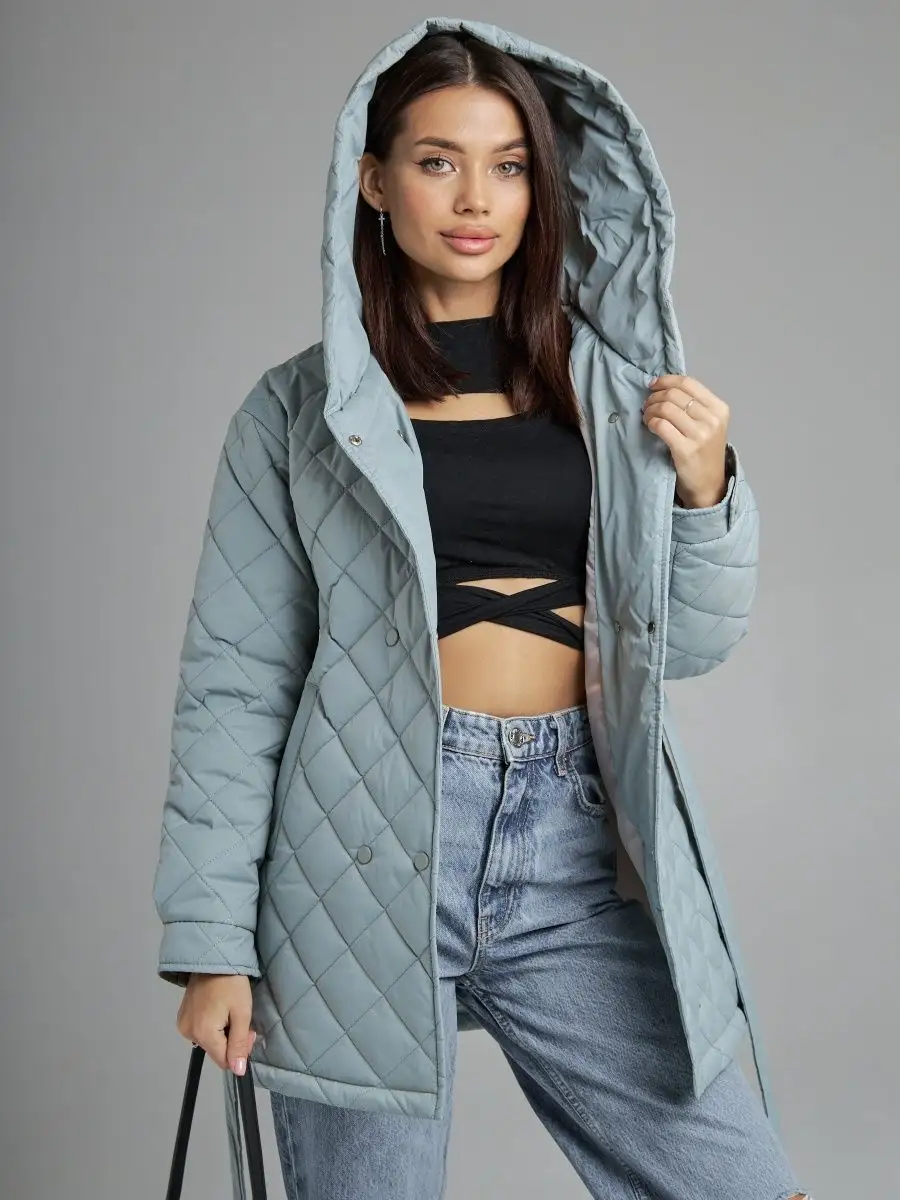 картинка Пальто с капюшоном стеганое демисезонное от магазина Одежда+