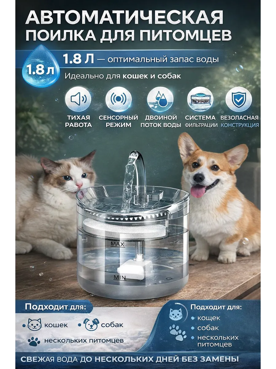 картинка Автоматическая поилка - фонтан от магазина Одежда+