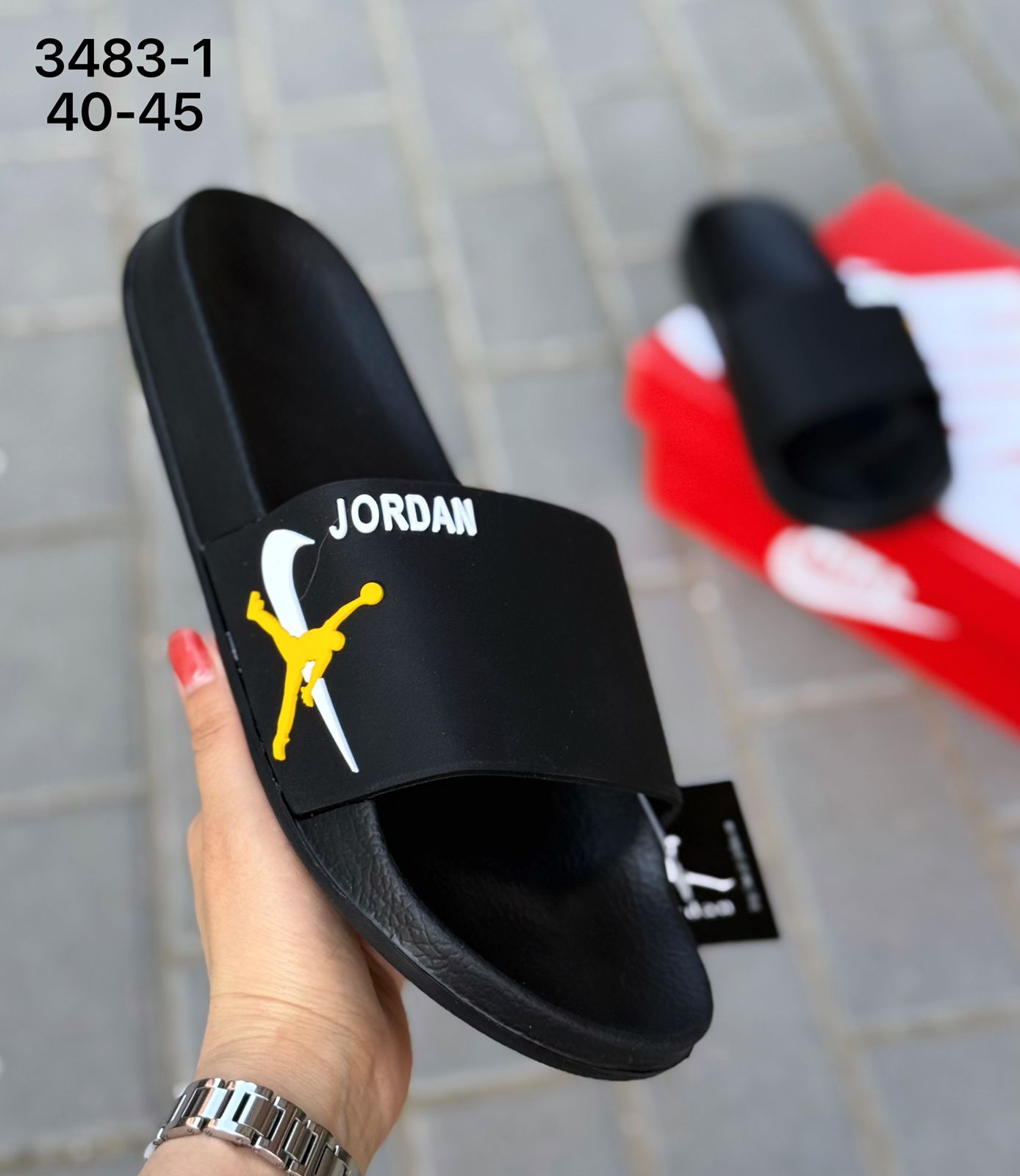 фото мужские черные шлепки jordan 189987 оптом