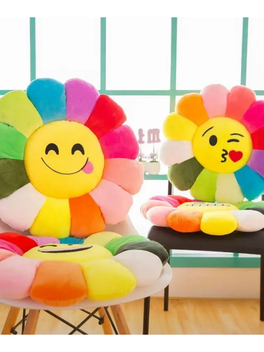 фото мягкая плюшевая подушка - смайлик 50 на 50 см оптом