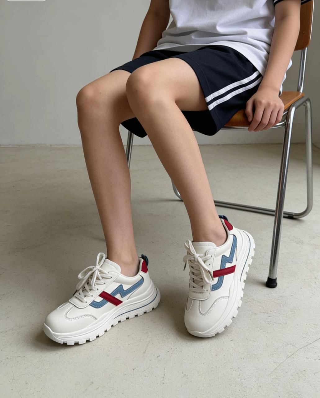 фото женские белые кроссовки с желто-серыми акцентами 274129 оптом