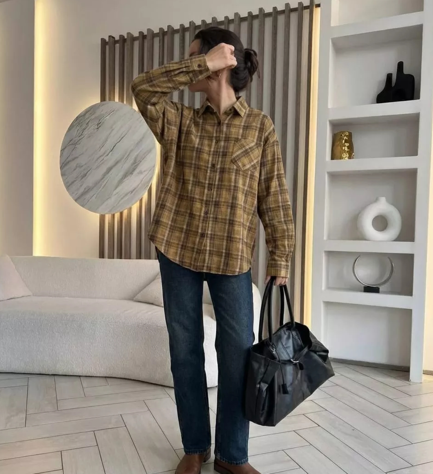 картинка Рубашка в клетку оверсайз от магазина Одежда+