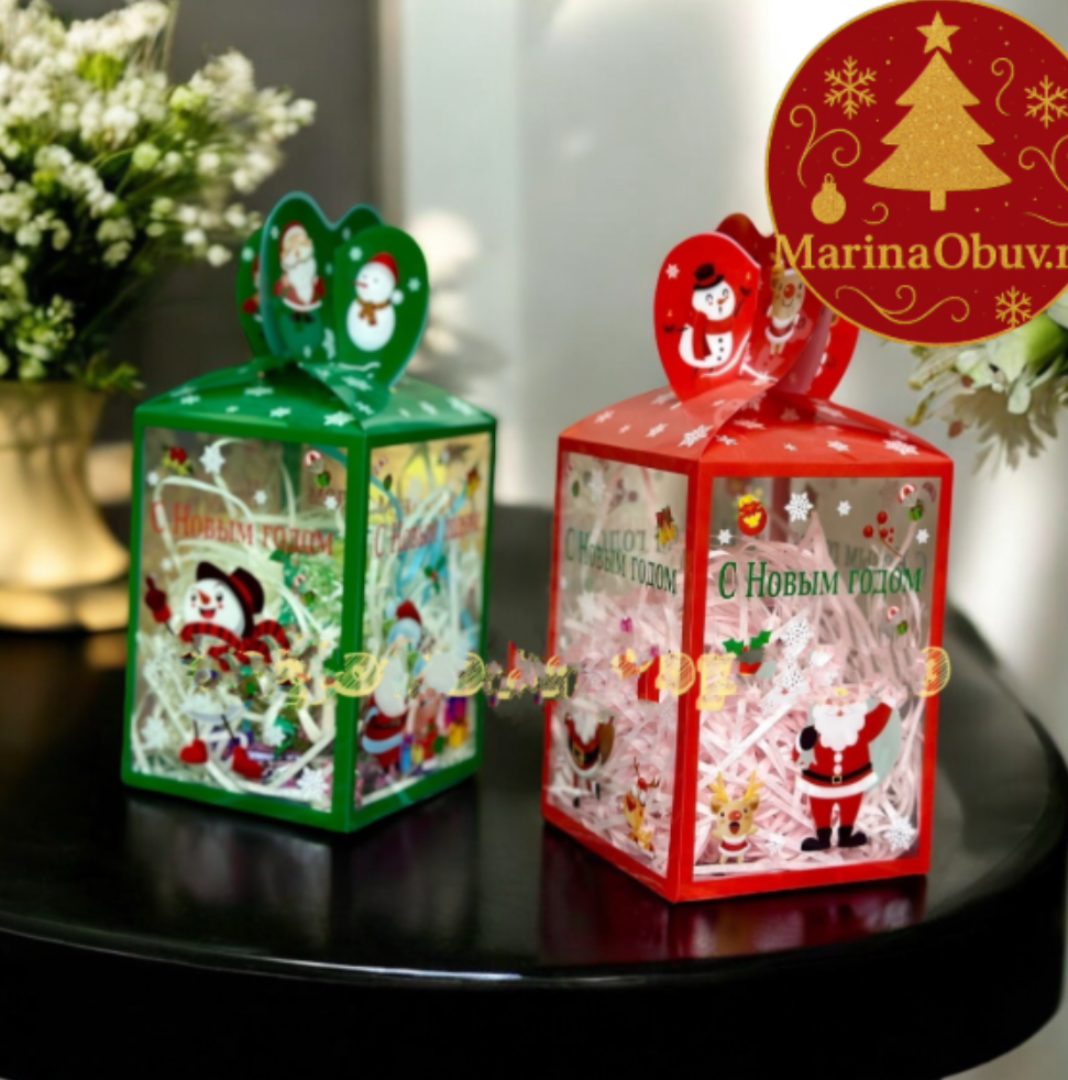 картинка Новогодняя подарочная коробка для конфет красный от магазина Одежда+