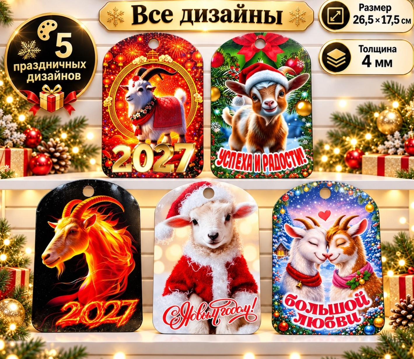 картинка Праздничные декоративные бирки с символикой 2027 года — стильный сувенир и элемент декора от магазина Одежда+
