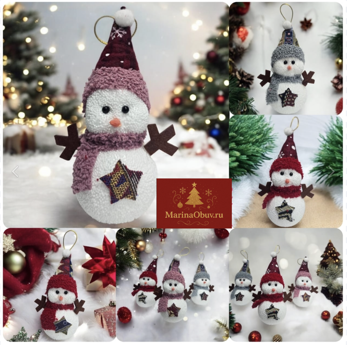 картинка Новогодний снеговик на елку "Шалунишка" 16см Ассорти от магазина Одежда+