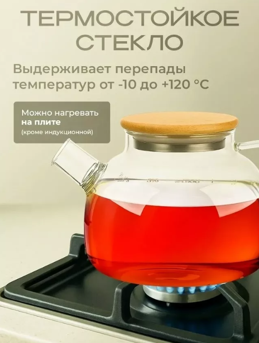 картинка Чайник заварочный стеклянный от магазина Одежда+