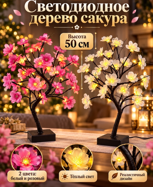 картинка Светодиодное дерево "Сакура" 50 см от магазина Одежда+