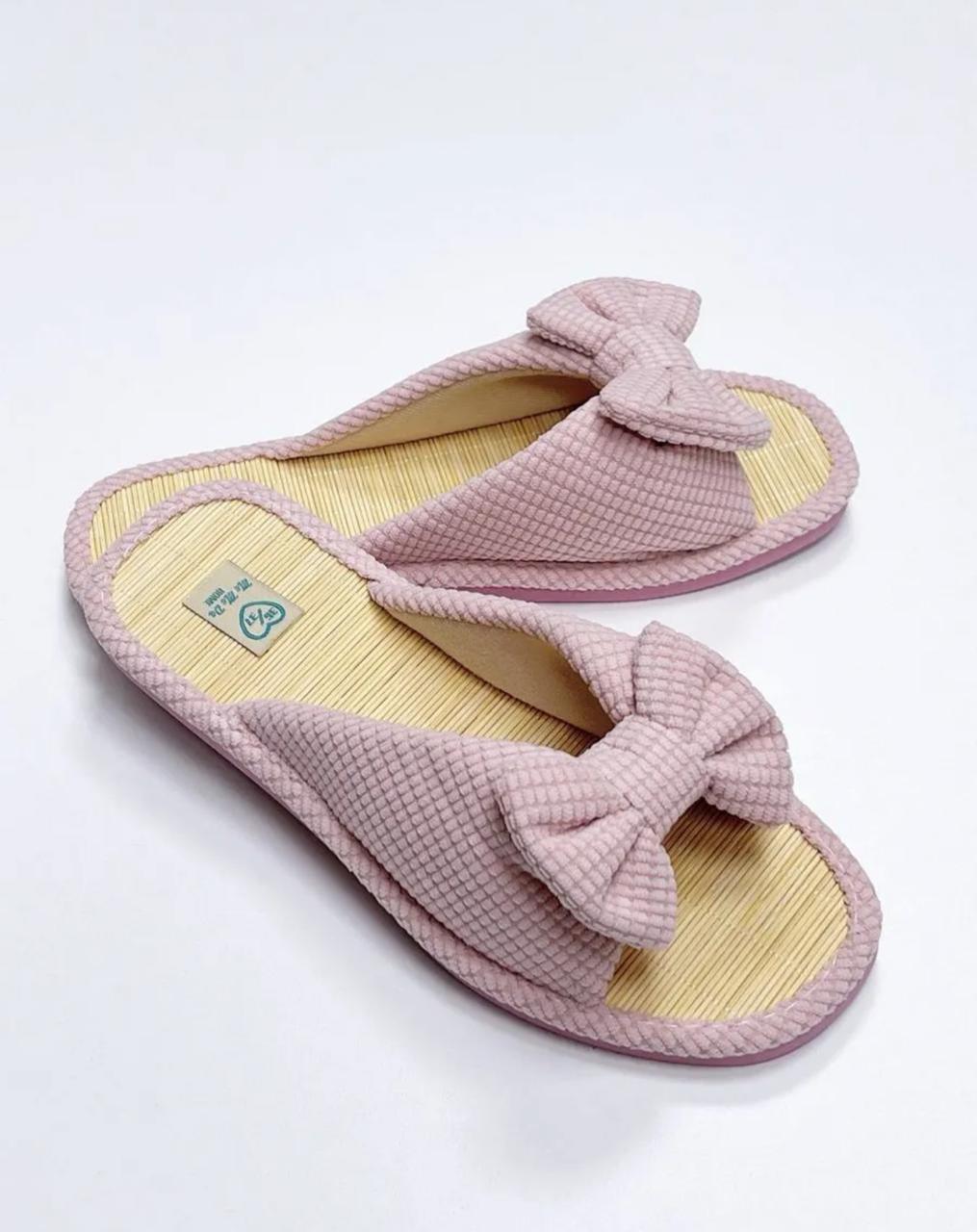 фото женские домашние тапочки с бантом 172690 оптом