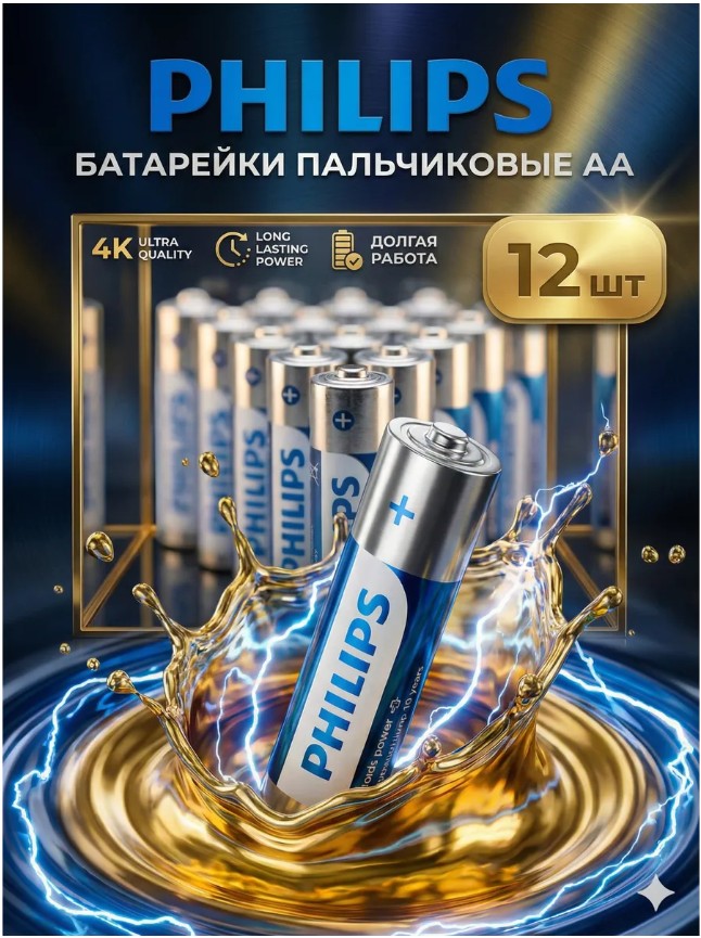 картинка Батарейки пальчиковые Philips AA Ultra Alkaline набор 12 шт от магазина Одежда+