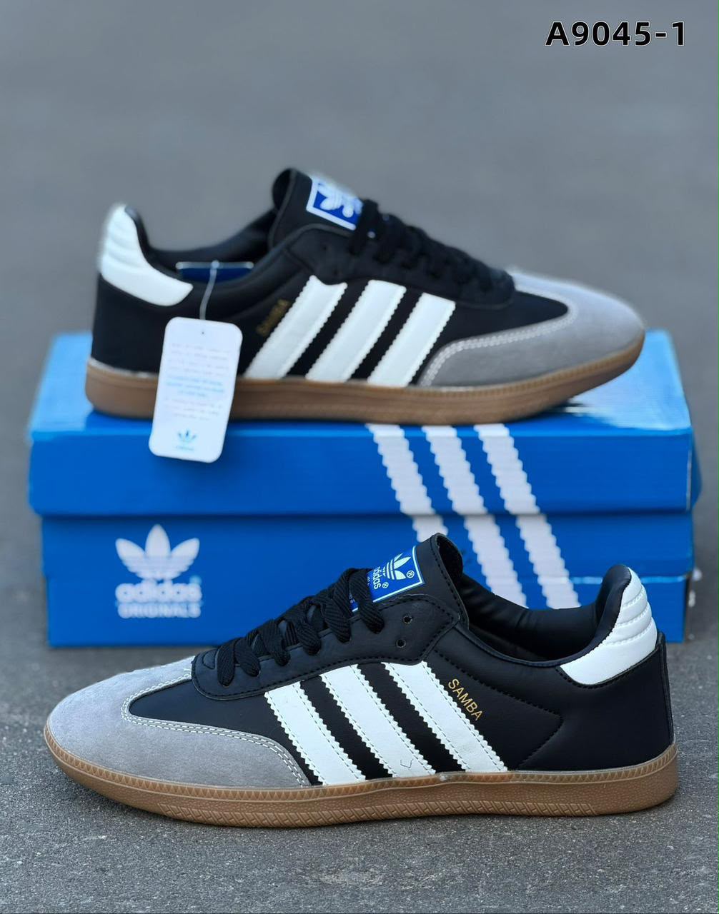 фото мужские черные кроссовки adidas samba 932427 оптом