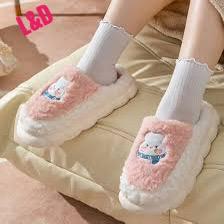 фото женские домашние тапочки с зайчиком 190999 оптом